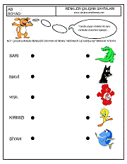 okul öncesi kavram gelişim çalışmaları, renk kavramı, renkleri eşleştir çalışmaları